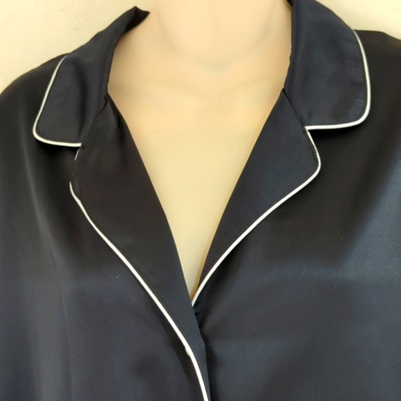 Natori Satin Black Button Up Pajama Top - Picture 6 of 12